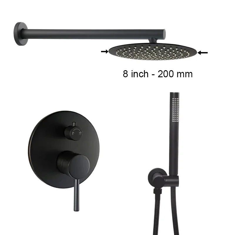 Bathroom Shower Set with Rain Shower Head & Handheld Shower Wall Mounted Round Bath Faucet 8/10/12 Inch Brushed Gold, Rose, Grey - Image 13