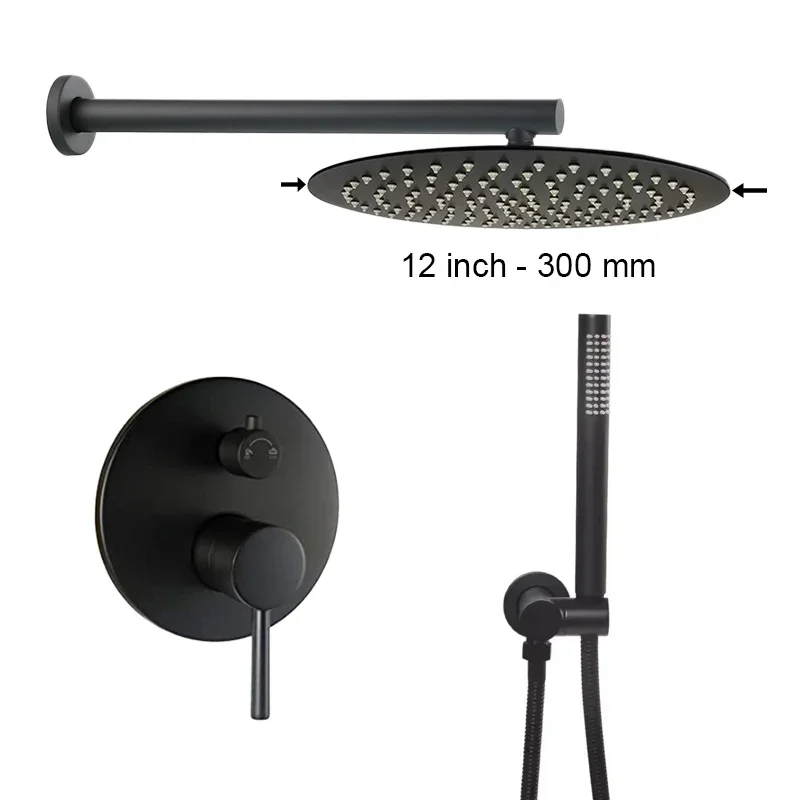 Bathroom Shower Set with Rain Shower Head & Handheld Shower Wall Mounted Round Bath Faucet 8/10/12 Inch Brushed Gold, Rose, Grey - Image 11