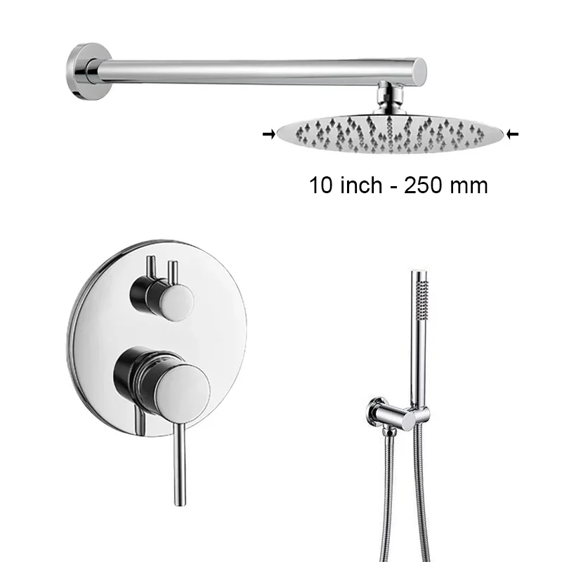 Bathroom Shower Set with Rain Shower Head & Handheld Shower Wall Mounted Round Bath Faucet 8/10/12 Inch Brushed Gold, Rose, Grey - Image 9