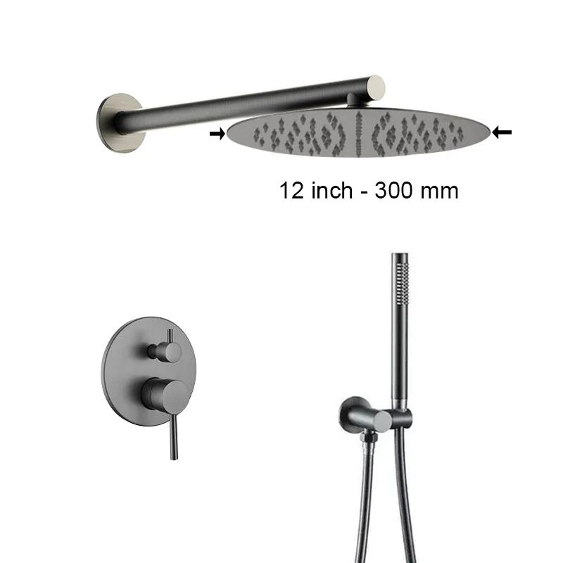 Bathroom Shower Set with Rain Shower Head & Handheld Shower Wall Mounted Round Bath Faucet 8/10/12 Inch Brushed Gold, Rose, Grey - Image 27