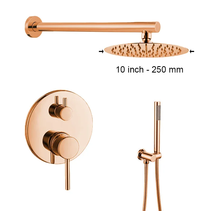 Bathroom Shower Set with Rain Shower Head & Handheld Shower Wall Mounted Round Bath Faucet 8/10/12 Inch Brushed Gold, Rose, Grey - Image 19