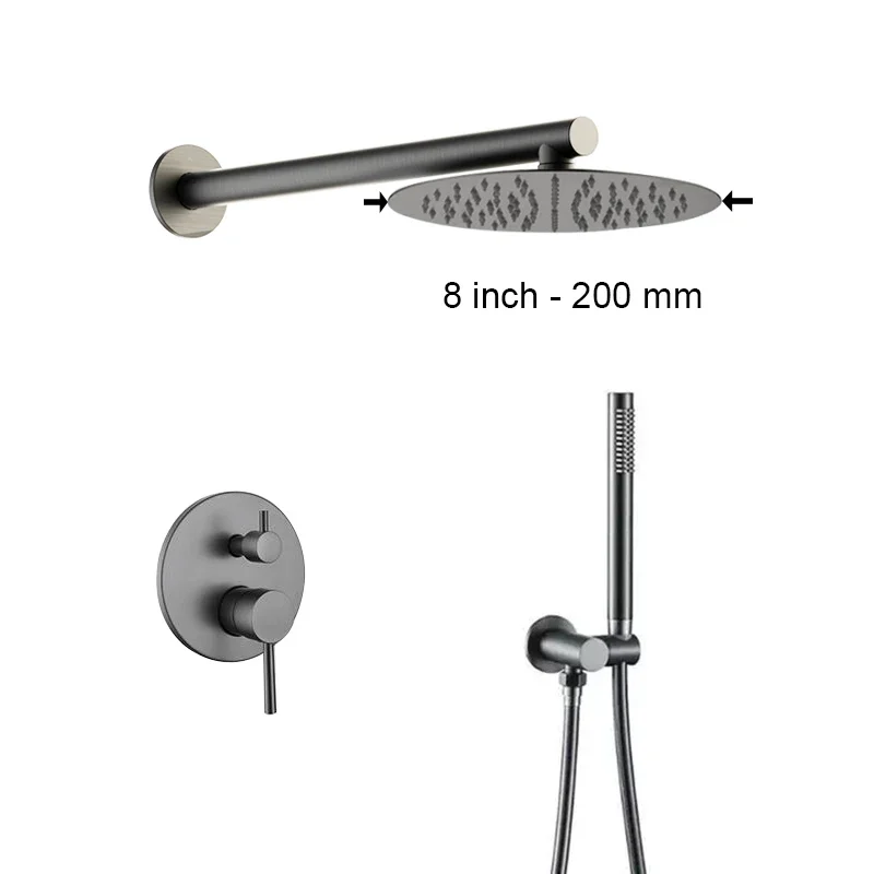 Bathroom Shower Set with Rain Shower Head & Handheld Shower Wall Mounted Round Bath Faucet 8/10/12 Inch Brushed Gold, Rose, Grey - Image 16